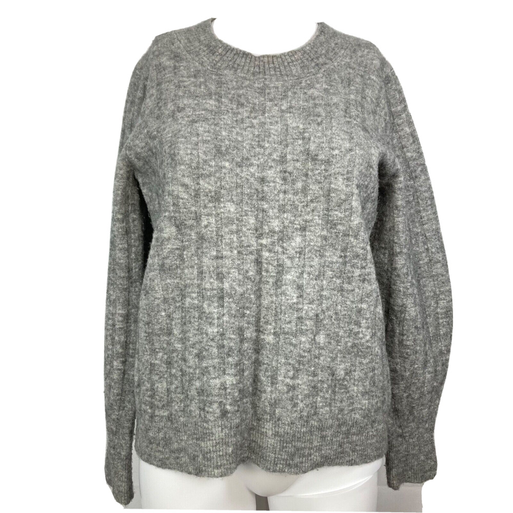 Banana Republic Sweater Womens Sz M Gray Crew Neck Wool Alpaca Pullover Knit